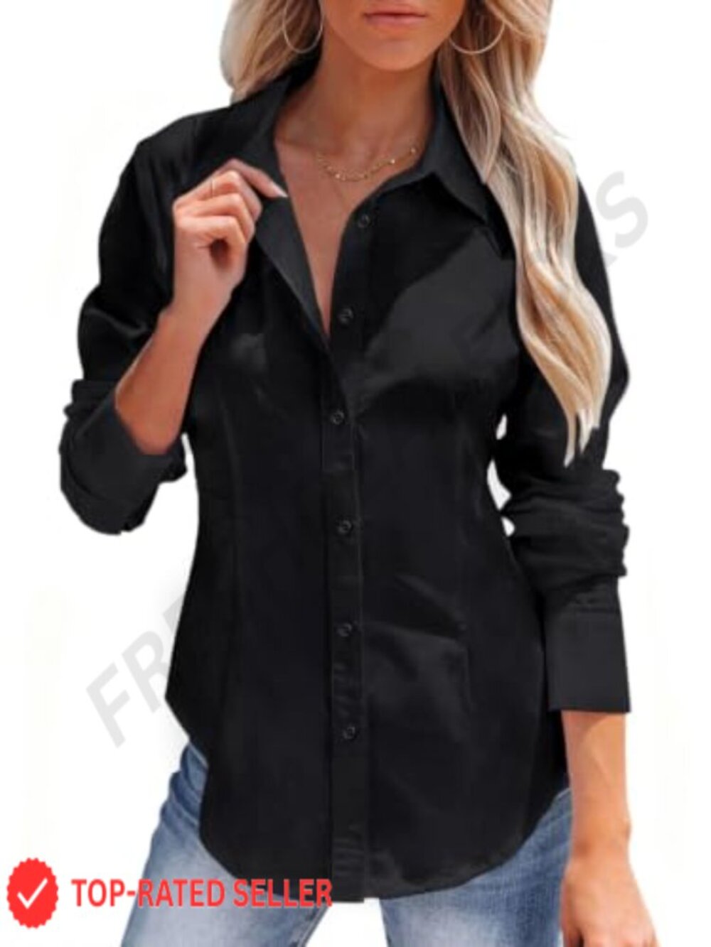 Women's Button Down Shirt Long Sleeve Wrinkle Free Collared Work Blouse